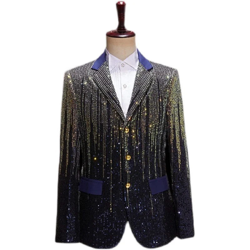 sequined navy tuxedo jacket blazers studio /stage performance