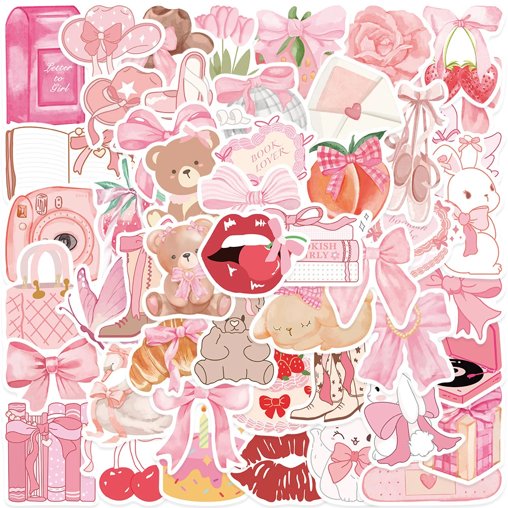10/30/50 Stück Kawaii Cartoon Rosa Mädchen Ästhetische Graffiti Aufkleber Niedliche INS Stil Aufkleber Pack DIY Telefon Gepäck Dekoration Aufkleber