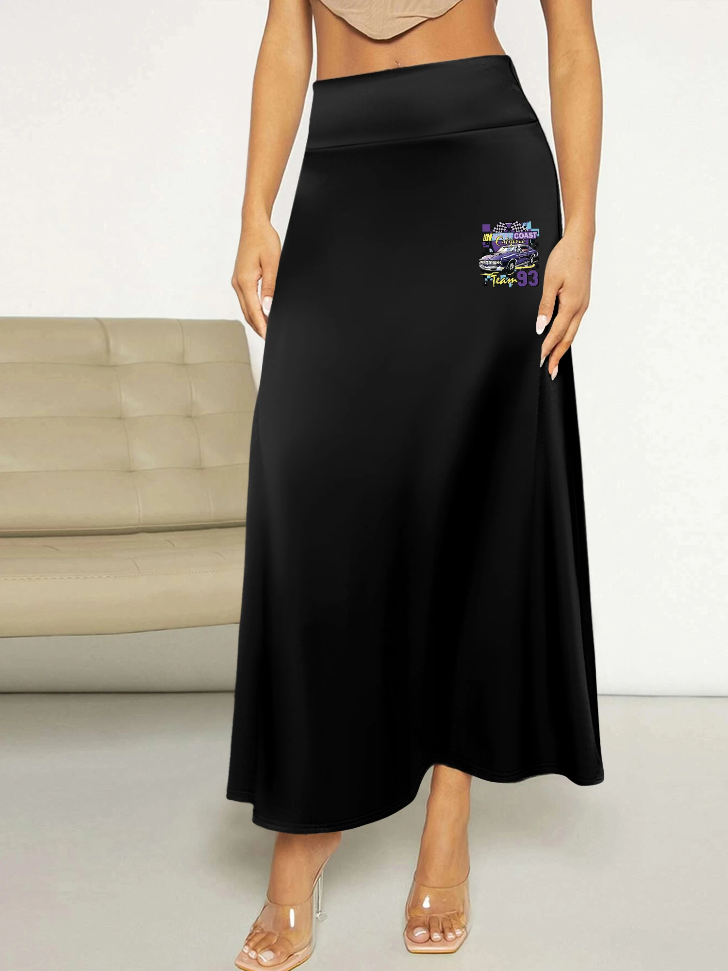 

Однотонная юбка А-силуэта с высокой талией, драпирующаяся, стройнящая, идеально подходит для поездок на работу, свиданий и повседневной носки, легко сочетается с другими вещами.