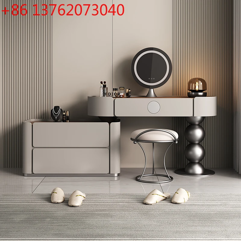 

Light Mirror Vanity Table Nordic Storage Decor Drawer Makeup Dressing Table Nordic Modern Coiffeuse De Chambre Bedroom Furniture