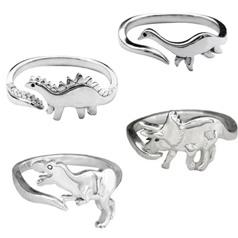 1pcs Hot Selling Metal Dinosaur ring, Fashionable Commuter And Cute Open Mouth alloy, Multi Style Animal ring, Trendy Accessory