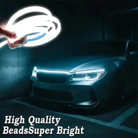 LED Car Hood Atmosphere Light Strip 150-200cm White Light Waterproof Auto Exterior Decoration Lighting Decorative Ambient Lamp