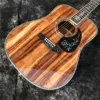 Guitarra acústica tipo D de madera de Koa, incrustaciones de abulón real, diapasón de ébano, 41