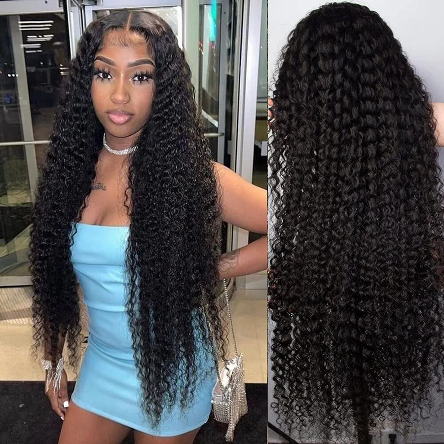 13x4 Hd Transparent Lace Frontal Human Hair Wigs Deep Wave Bling Hair Cheap Curly 12a Grade Pre Plucked 13x4 Lace Front Wigs