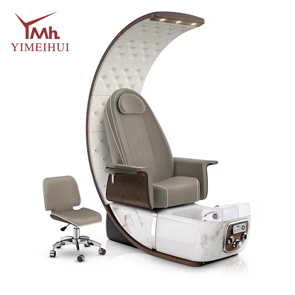 Immagine 4: Poltrona Professionale Moderna con Schienale Alto per Spa Piedi, Massaggi, Manicure e Pedicure per Saloni di Bellezza con Base LED