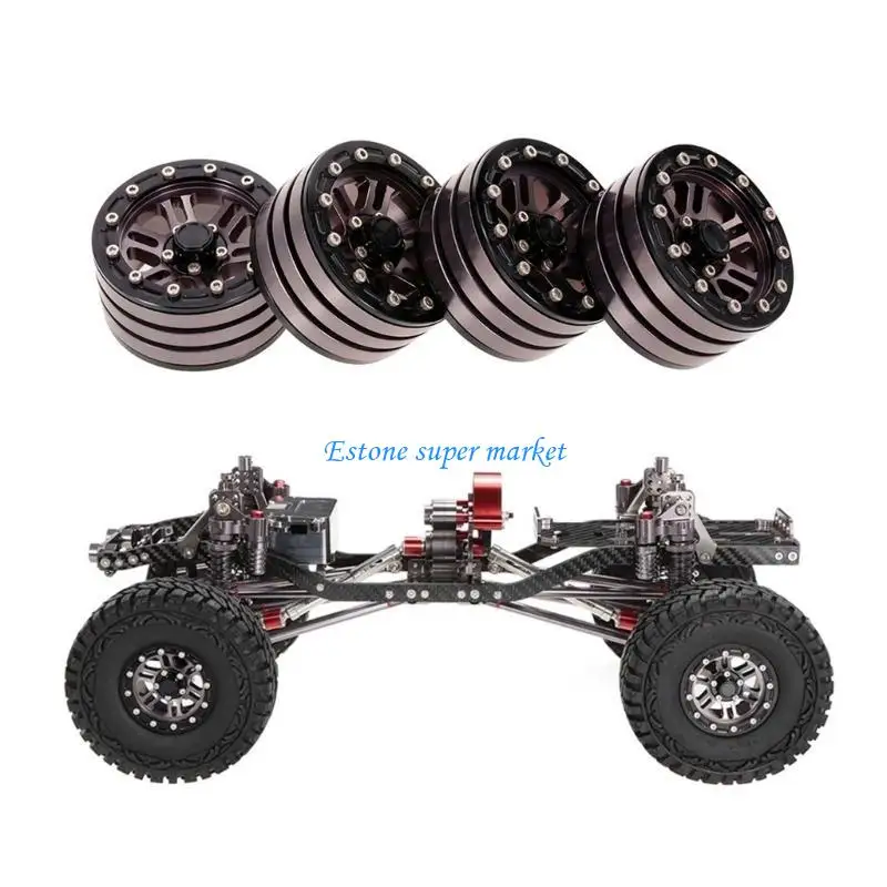 

090B 4PCS Wheel Hub 1.9’’ Beadlock Metal Wheel Rims with 12 Spokes for Remote Control Car Toy 1/10 Crawler Vehicle Accessory