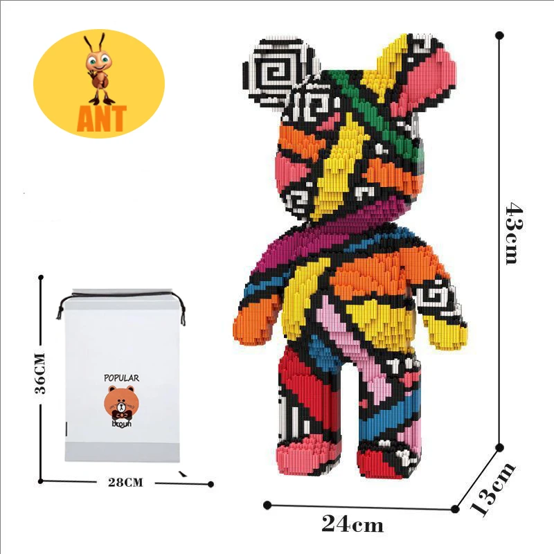43CM Kawaii Bär Bausteine Spielzeug, Montage Spielzeug, für Jungen und Mädchen Geschenk, kreative Baustein, Ornamente, Heimdekoration