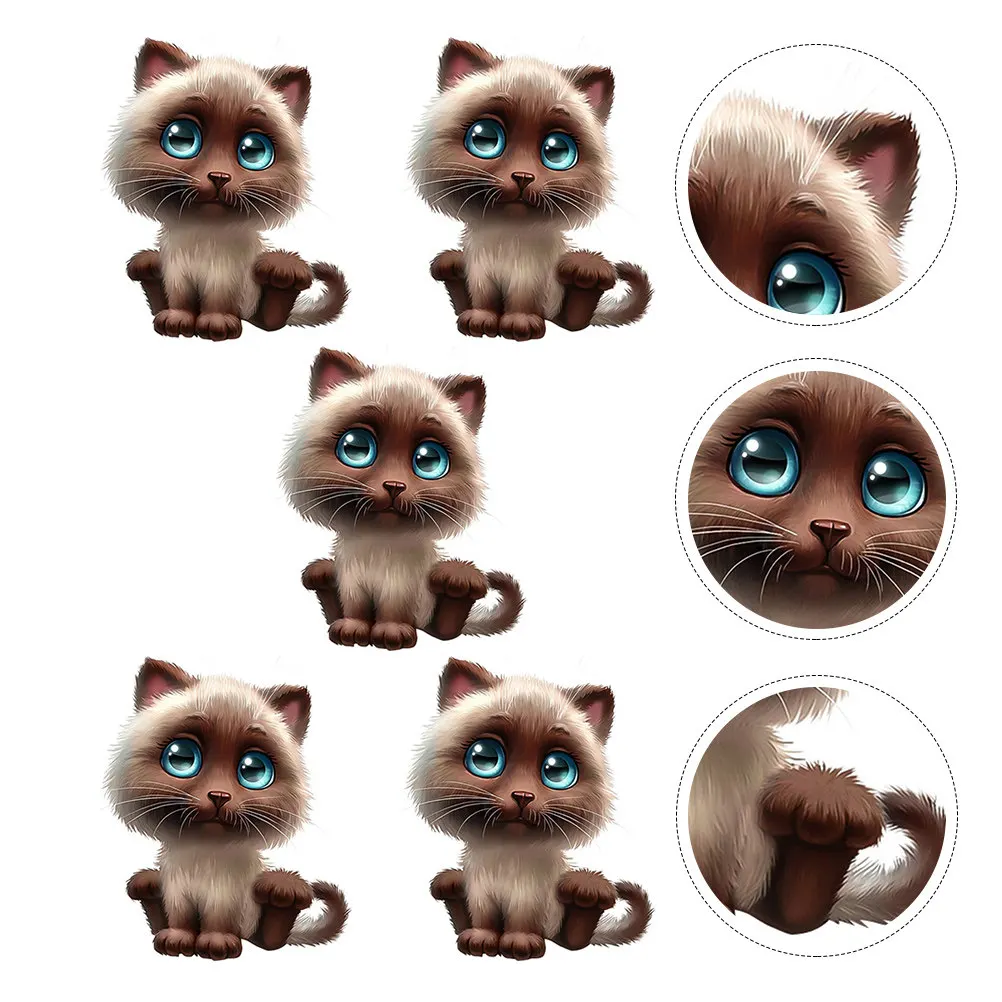 

5pcs Car Stickers Cute Cat Removable Decorative Waterproof Animal Decal for Automobile Body Stickers Long Lasting Easy to Use