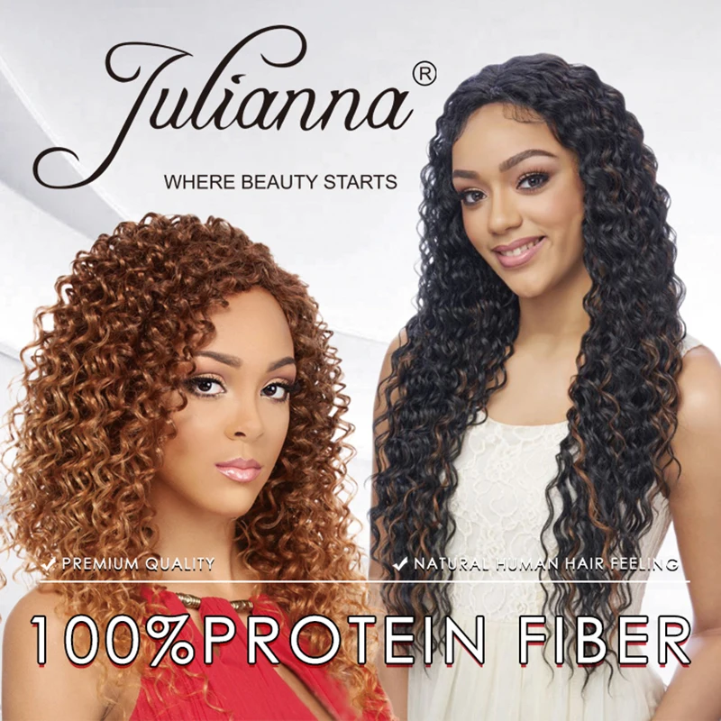 Julianna High Quality Packet Smooth Ombre Curly Kanekalon Fiber Organic Synthetic Weave Bundles Hair Extensions