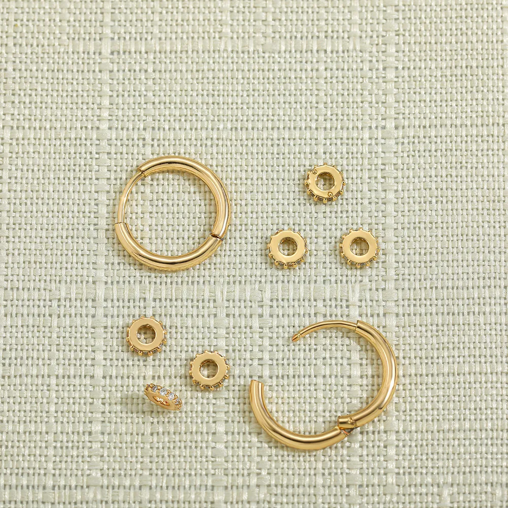 Stainless Steel CZ Hoop Earrings for Women Gold Color Triple Ring Huggie Earrings Small Sparkly Hoops Minimalist Jewelry Gift