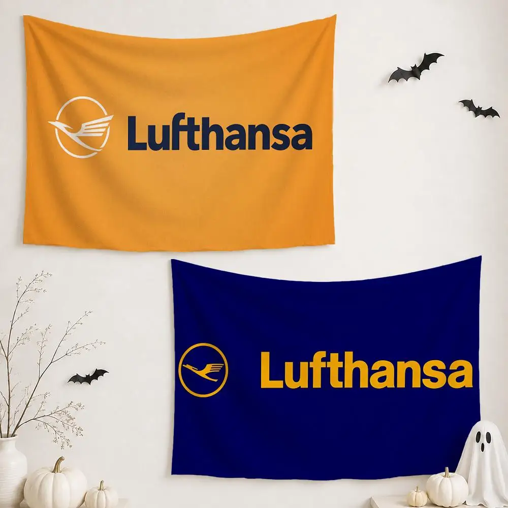 Airline L-Lufthansa Tapestry Wall Hanging Tapestry Aesthetic Room Decor Banners for Bedroom Living Room Outdoor Party