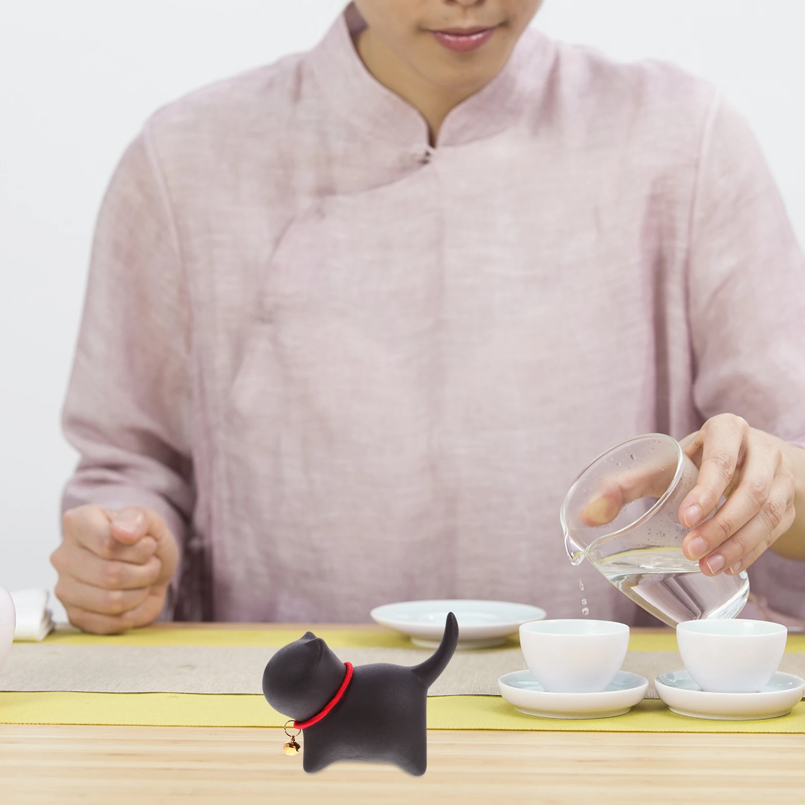 

Purple Clay Cat Tea Pet Adorable Miniature Decoration Symbol of Luck Wealth Office Ornament Tea Pet Cat Desktop Adornment