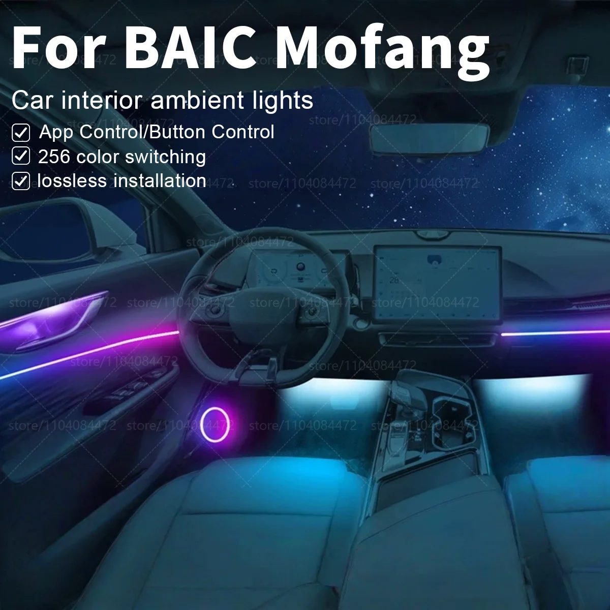 

Для BAIC Mofang 22in1 RGB интерьер автомобиля акриловые автомобильные окружающие освещение RGB скрытая акриловая полоса украшения атмосферные аксессуары