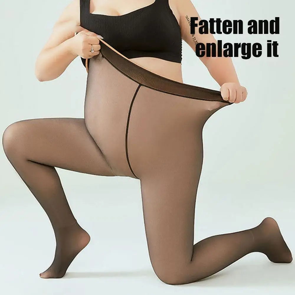 

100kg Can Wear Thicken Thermal Tights Leggings Women Winter Fleece Stockings High Waist Elastic Slim Sexy Translucent Pantyhose