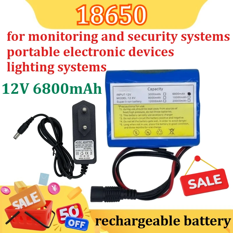 

12V 6800mAh Li-ion Rechargeable Batteries for Monitoring with BMS Lithium Battery Packs Protection Board Monitoring Equipment