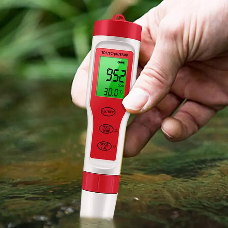 PH Reader For Water High Accuracy 4 In 1 PH Reader Digital EC TDS Temperature Meter Testing Tool For Nutrients Growing