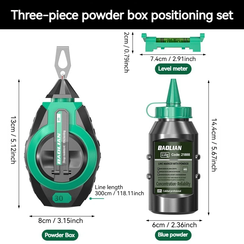 DGEV Line Box Woodworking Marking Gauge Construction Site Line Laying Tool Drop-Resistant Line Marking Tool 30m Line Quick Retra