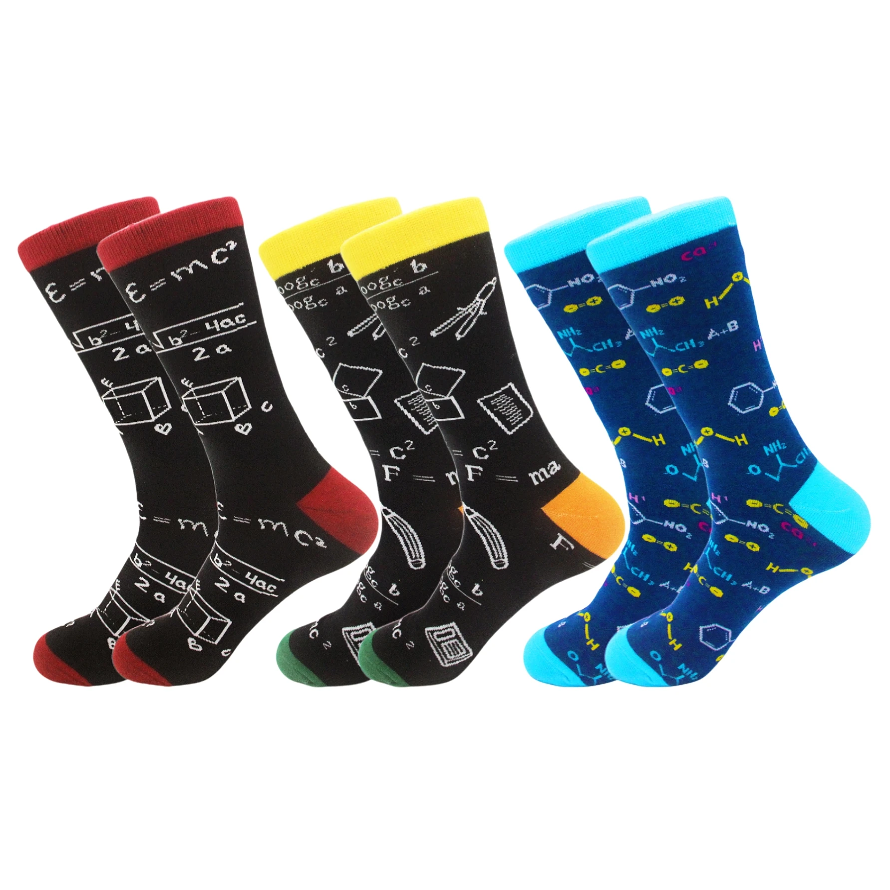 3 pairs of autumn and spring pure cotton chemical formula personalized graffiti couple mid-calf socks