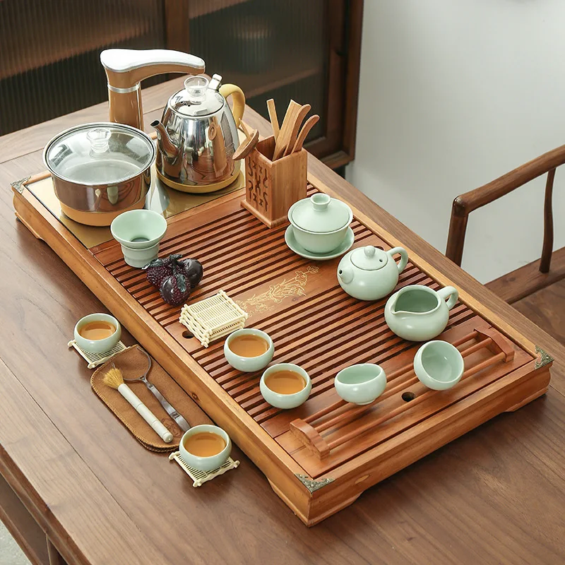 

Tea drinking Kung Fu set light luxury high-end home office living room solid wood tray fully automatic integrated tea ma