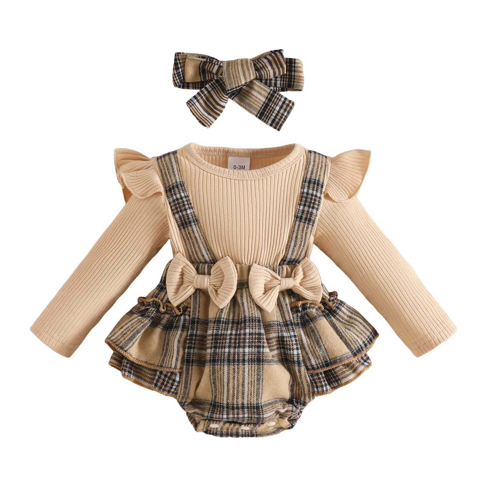 

Thing Leotard Newborn Baby Girl Fall Winter Outfit Set Plaid Romper Dress Ruffles Long Sleeve Clothes Little Girls Leotards