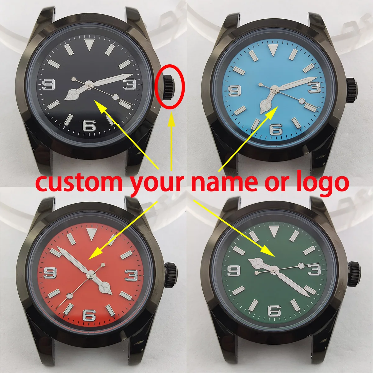 

39mm nh35 Case NH35 watch case 28.5MM Dial Stainless Steel Electroplated Polished Black dial For NH36 case NH35 Movement watch