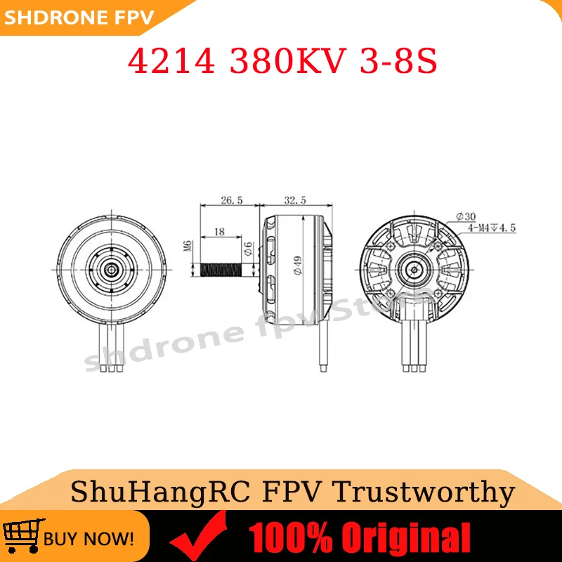 

Hot Sale ShuHangRC FPV 4214 380KV 3-8S Brushless Motor power Machine Lipo Cell 6-12S LiPo for 13Inch Long Range RC Drones