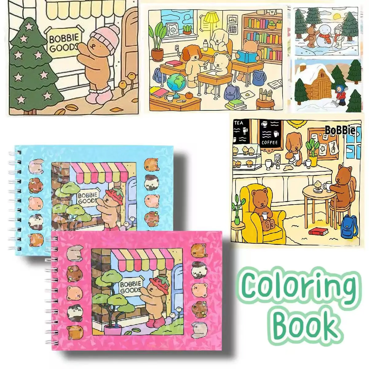 1PCS Thick Hardcover Spiral Animal Coloring Book, Educational Drawing Notebook, DIY Art Sketch Pad for Kids Holiday Gift