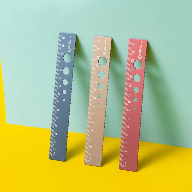 15cm/6-inch Aluminum Ruler - Wavy Edge Drawing Tool, Lightweight Student Stationery for School & Office