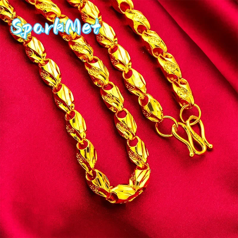 

Sparkmet24K Gold Diamond-Shaped Necklace | AU999 Pure Gold, 3D rhombus design, exuding masculine sophistication