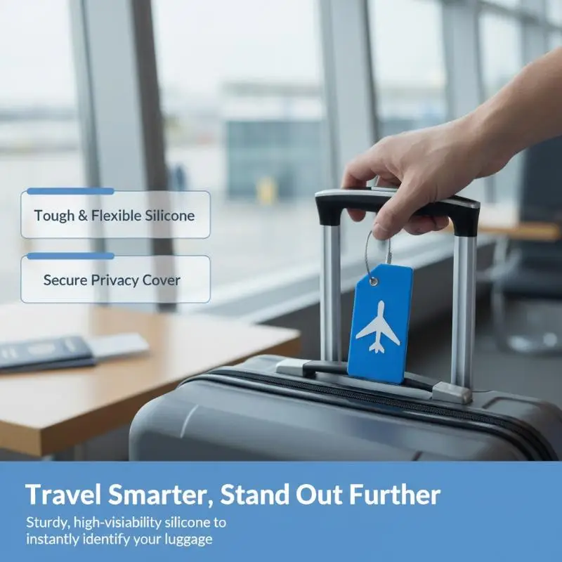 Durable Silicone Luggage Tag Tear-resistant Baggage Name Label 7 Colors Optional for Outdoor Travel