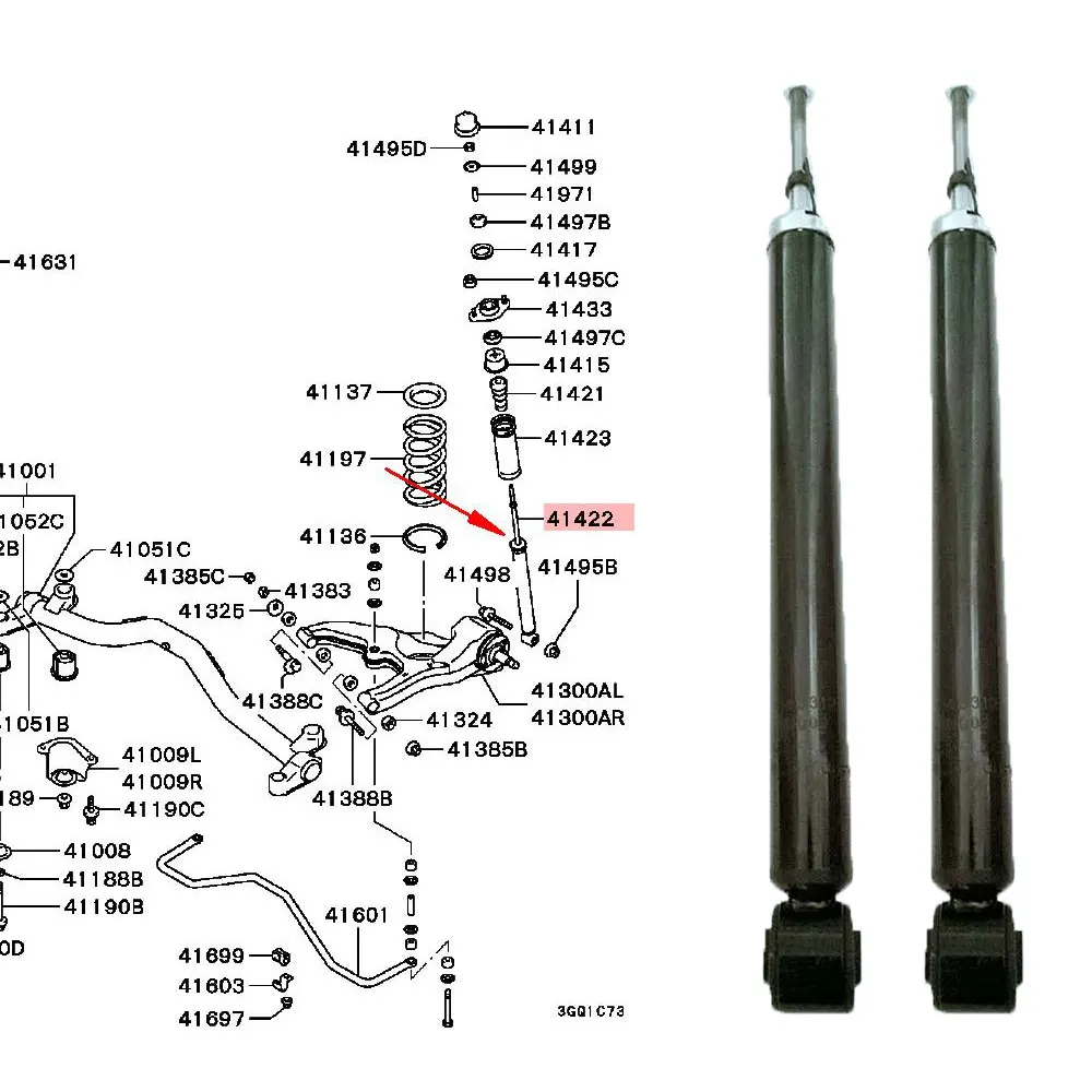 2PCS Rear Suspension Shock Absorber for Mitsubishi Space Wagon N84W MR316240 MR554465 MR319243