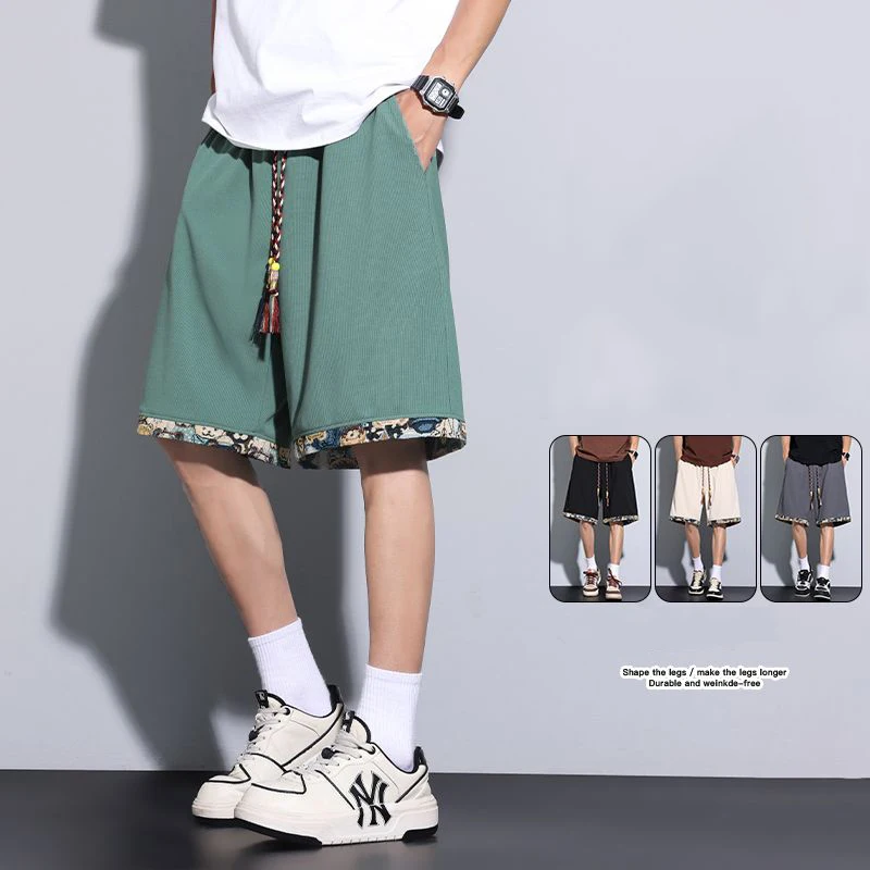 

Новые популярные мужские винтажные шорты с мультяшной вышивкой, летние легкие дышащие молодежные зеленые спортивные шорты