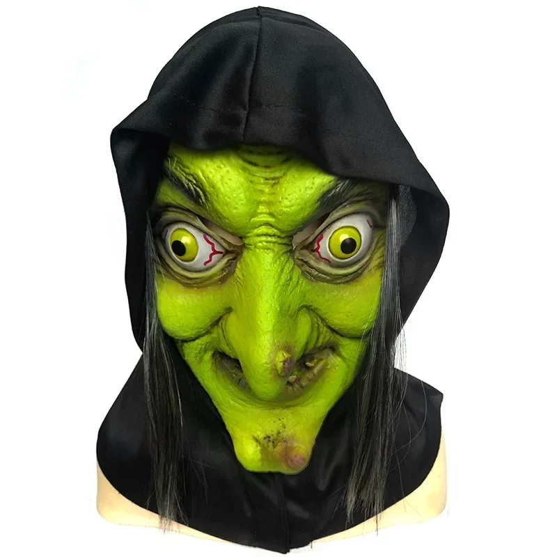 Halloween gruselige Vollkopf-Latexmaske, schreckliche alte Hexe, alte Frau, Maske, Cosplay-Requisiten, beige Monster-Masken, Süßes oder Saures, festlich