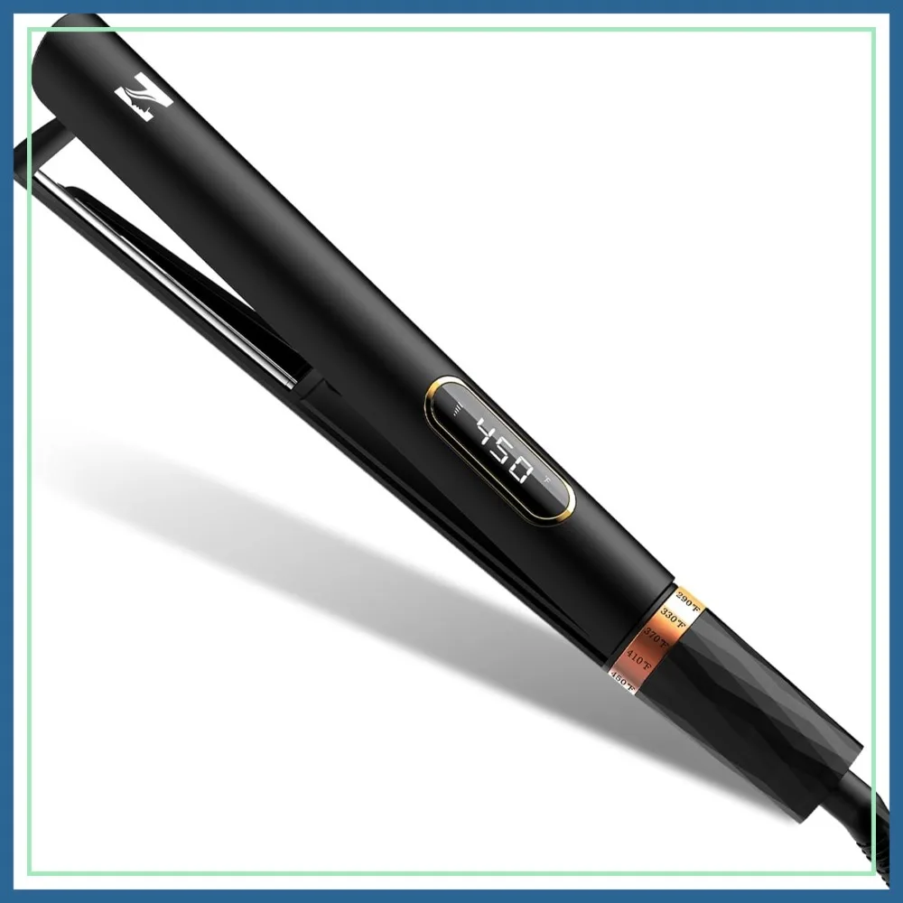 1 Inch Titanium Flat Iron Hair Straightener & Curler, Fast Heating, 5 Temp Settings, Negative Ion, Travel-Friendly