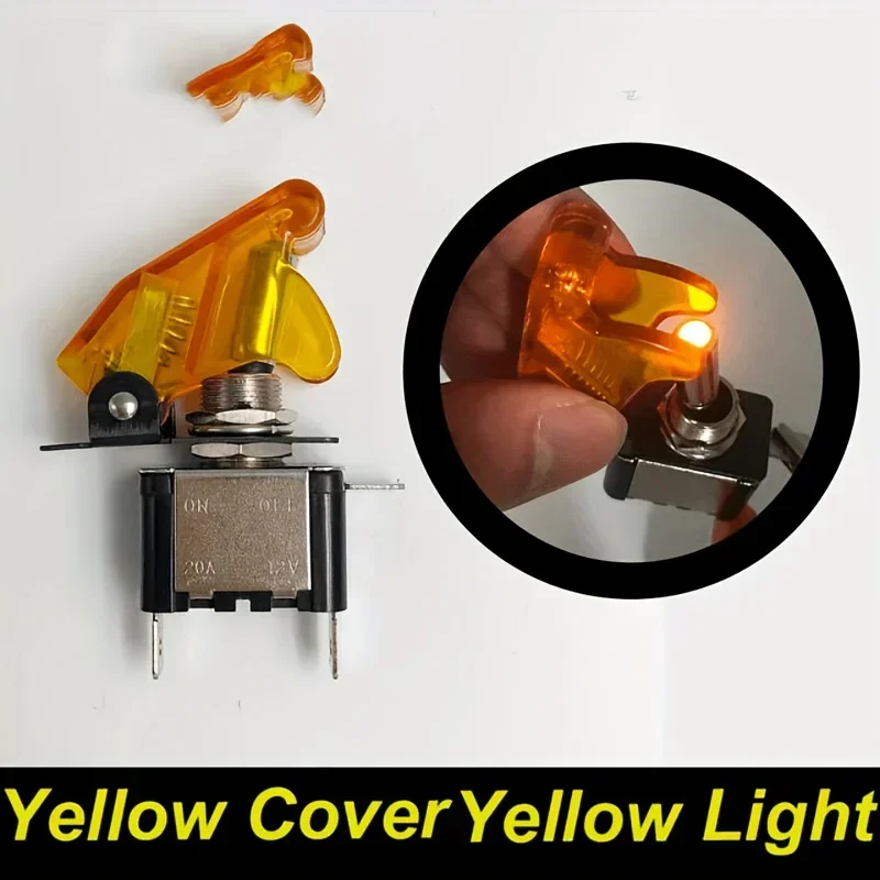 1pcs High Quality Yellow 12V 20A Racing Car Truck Boat Cover LED Push Button Rocker Toggle Switch Control+ dust cover