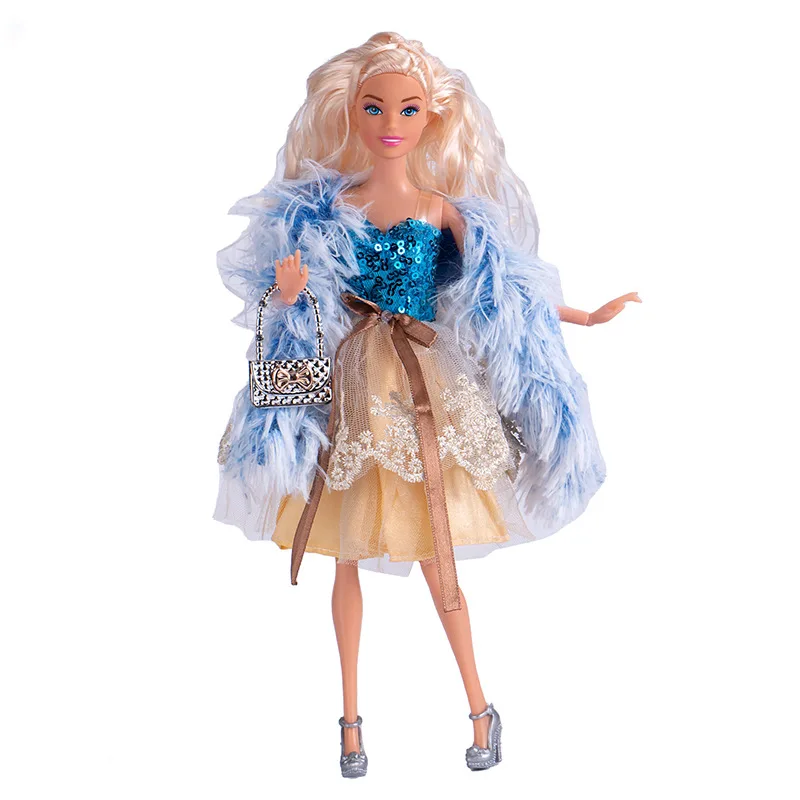 30CM 11 Inch Fashion Princess Doll Set European Retro Evening Gown Sequin Skirt 1/6 BJD Doll Daily Dress Up Play House Toys Gift