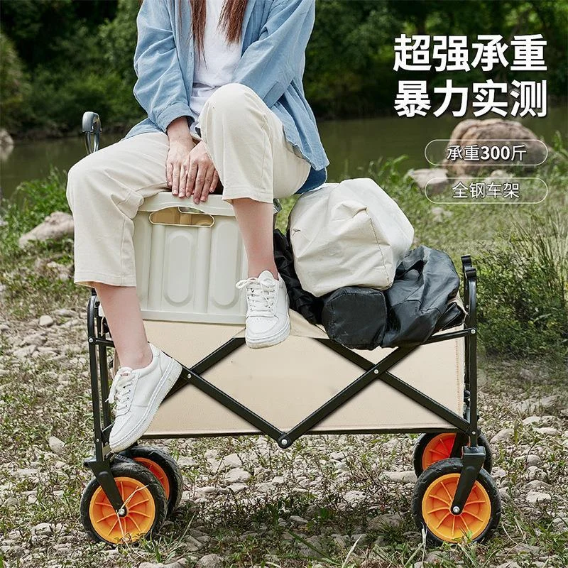 Folding Cart Portable Foldable Large Capacity Multifunction Cart Outdoor Camping Table Light Wagon BBQ Trolley