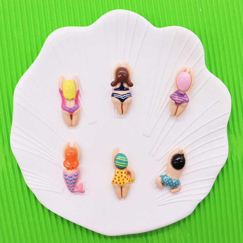 6pcs Cartoon Swimming Mermaid Boy Girl Resin Shoe Charms Sandals Shoes Accessories Hole Slipper Decorations for DIY Bracelets image 5