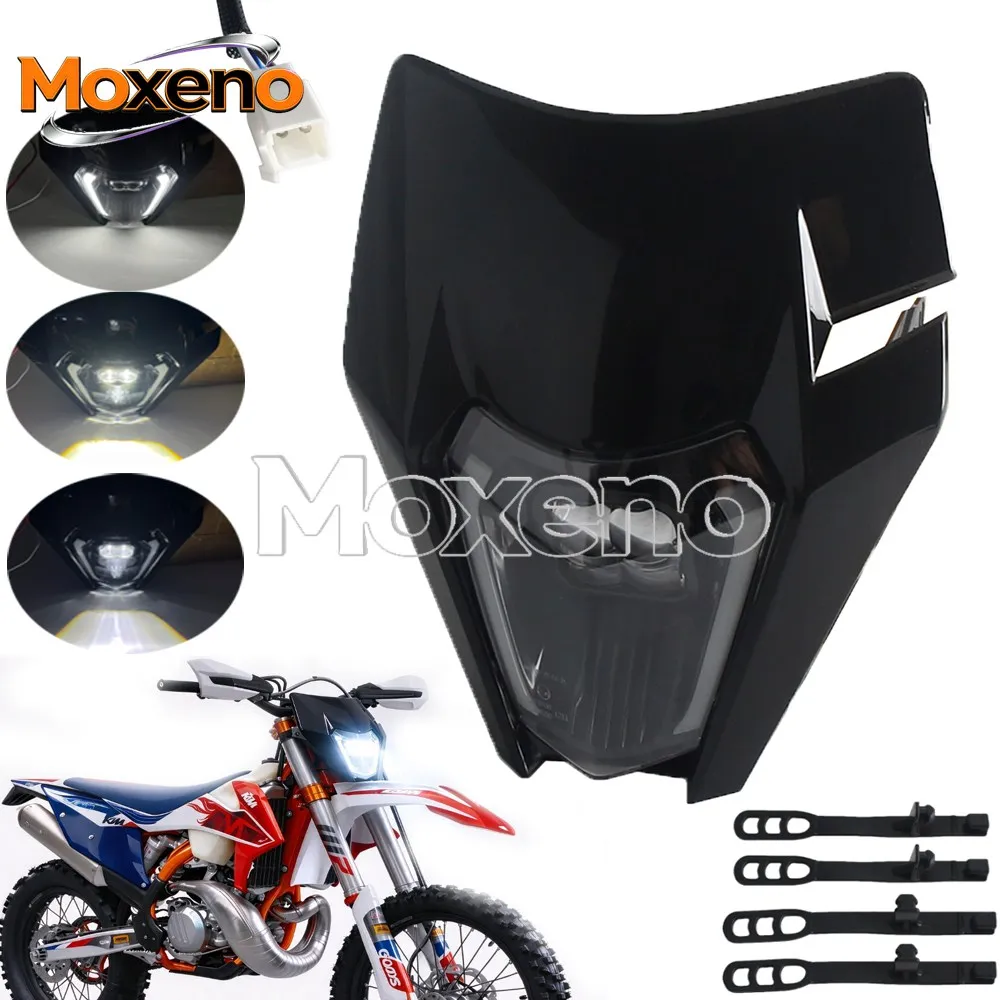 Motorcycle Headlight LED Fairing Headlamp Plate Supermoto Dirt Bike Enduro Motocross For EXC EXCF SX SXF XC XCF XCW XCF 2017-19