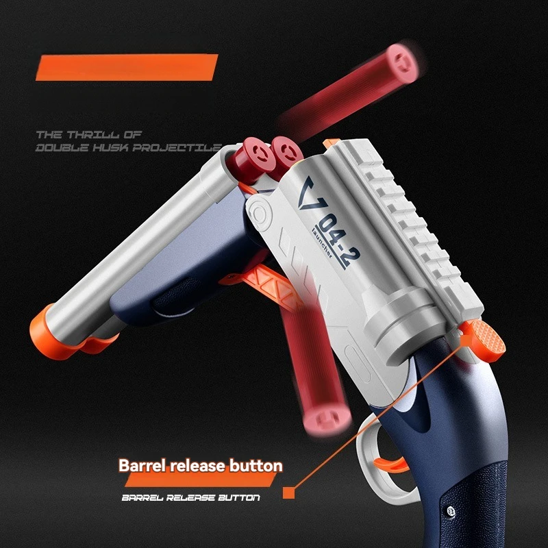 Double-barrel Toy Guns Soft Bullet Shell Throwing Rifle Manual Shooting Launcher Airsoft Gun Weapon for Adult Kids Outdoor Games