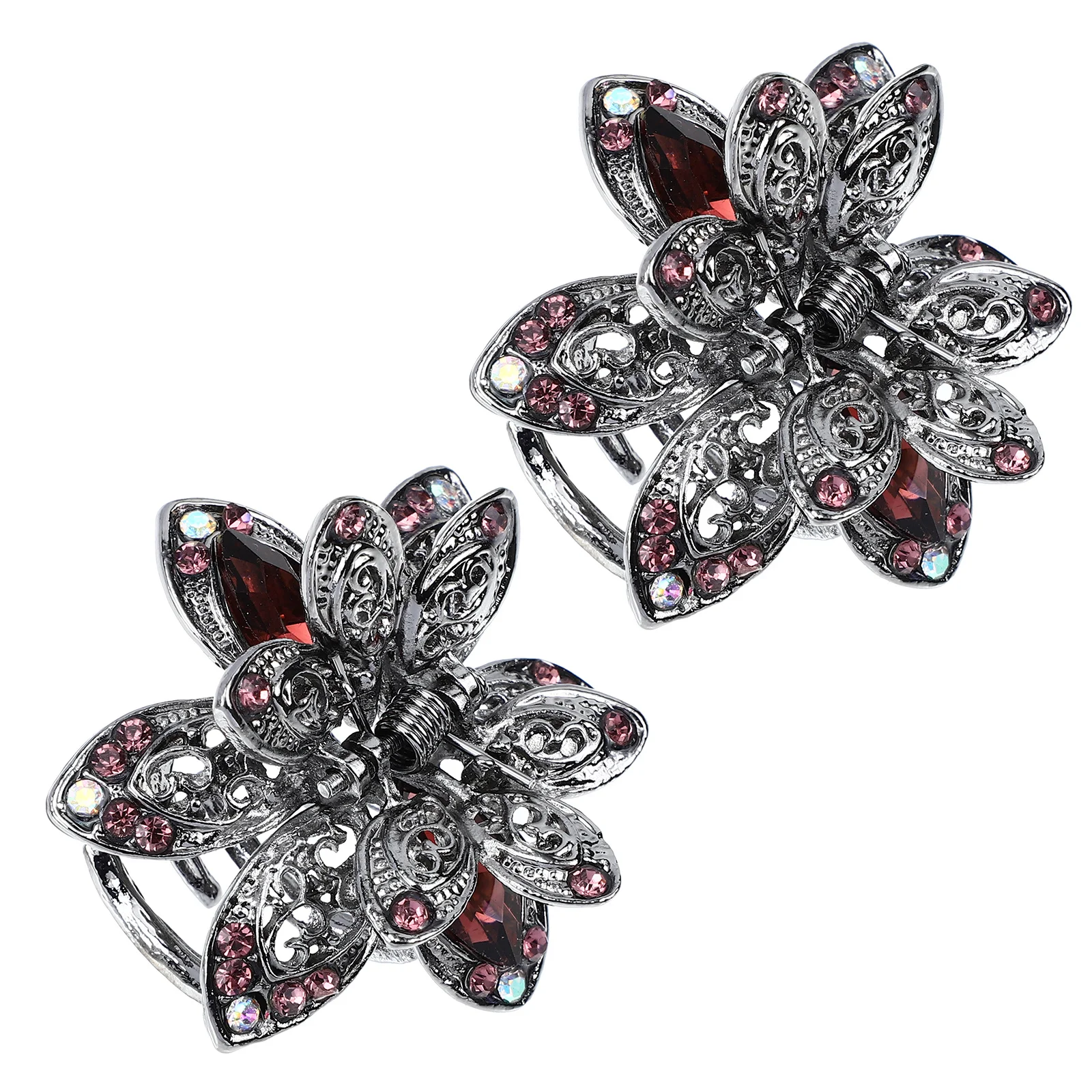

2Pcs Crystal Hair Claw Clips Vintage Alloy Metal Clamps Lightweight Non-Damaging Hair Jaw Clips for Everyday Use Fashion