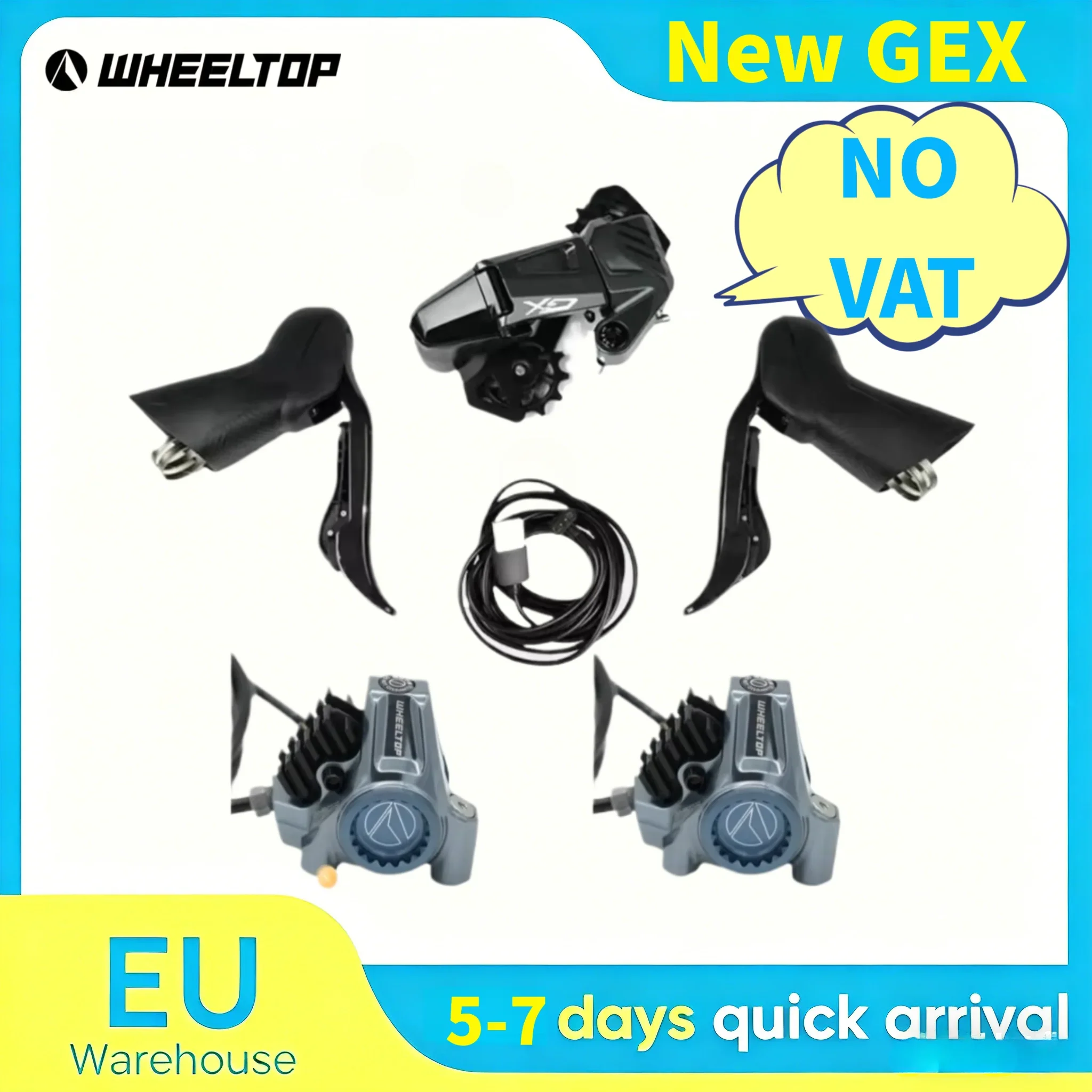 Wheeltop GeX Gravel Bike Schaltgruppe Drahtlose Elektronische Schaltung Einzelkettenblatt 7-13 Gänge Hochspannung für Radsport