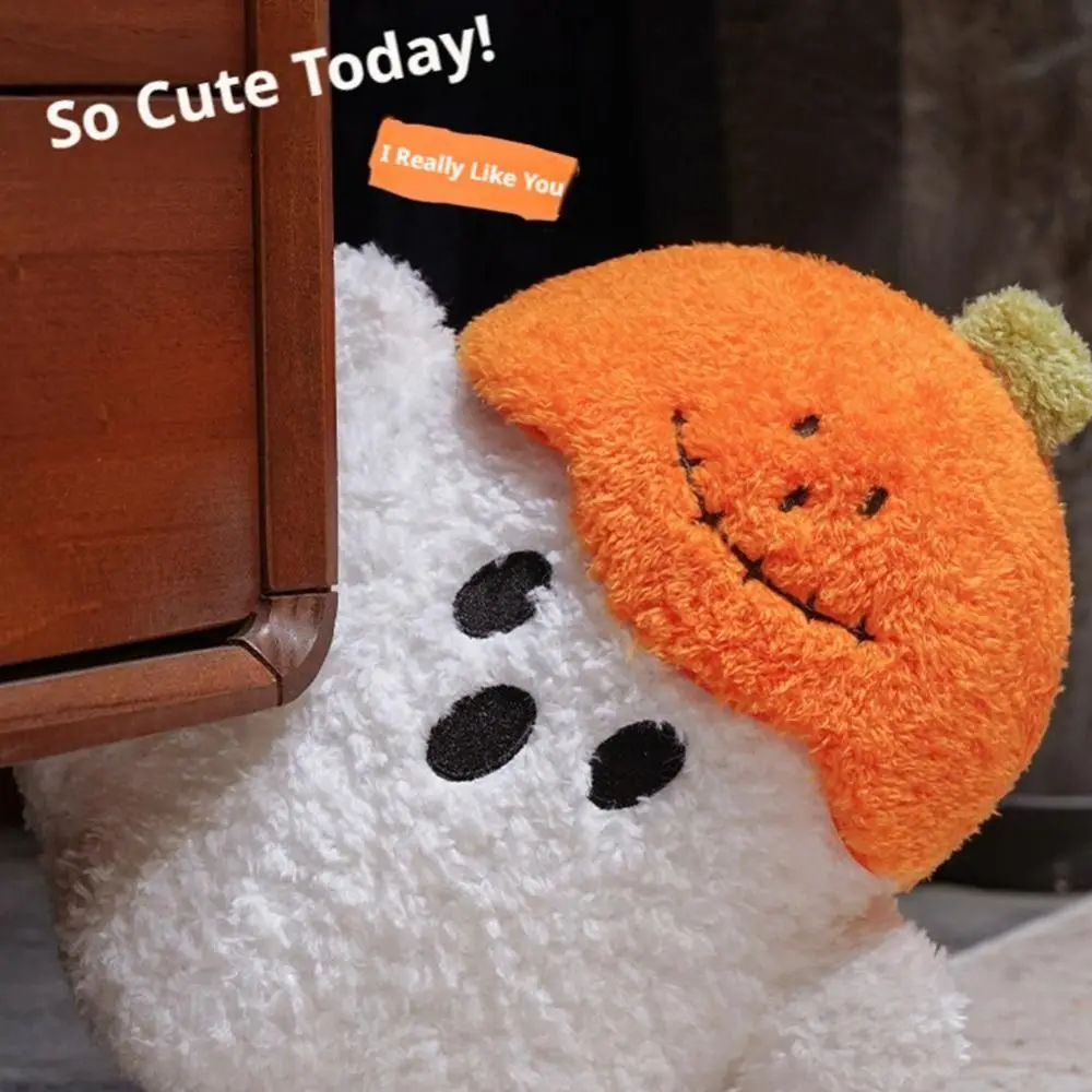 Huggable Ghost Decorative Cushion Hug Pillow Toy Plush Fabric PP Cotton Filling Pumpkin Pillow Cute Ghost Toy Party Event