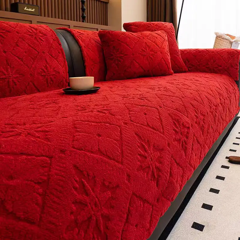 

1PC Autumn Winter Sofa Cushion Thickened Coffee Cotton Fleece Warm Plush Non-slip Dust-proof Seat Cushion Home Textile