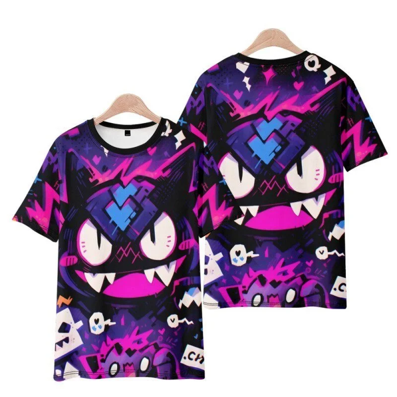 

Bandai Pok É Mon Geng Gui Peripheral Ghoststone Anime Pok É Mon Summer Children's Men's Parent Child Quick Drying T-shirt