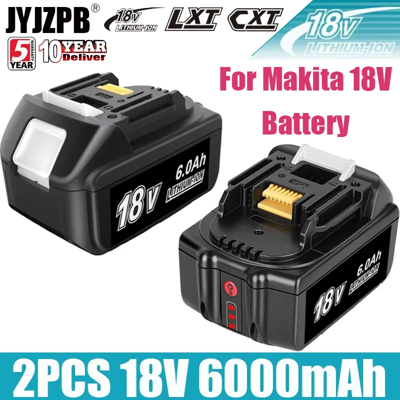 

For Makita 18v Rechargeable Battery,Replaceable LED Lithium-ion, 6.0 Ah 18V Makita Battery for LXT BL1860B BL1860BL1850 BL1830