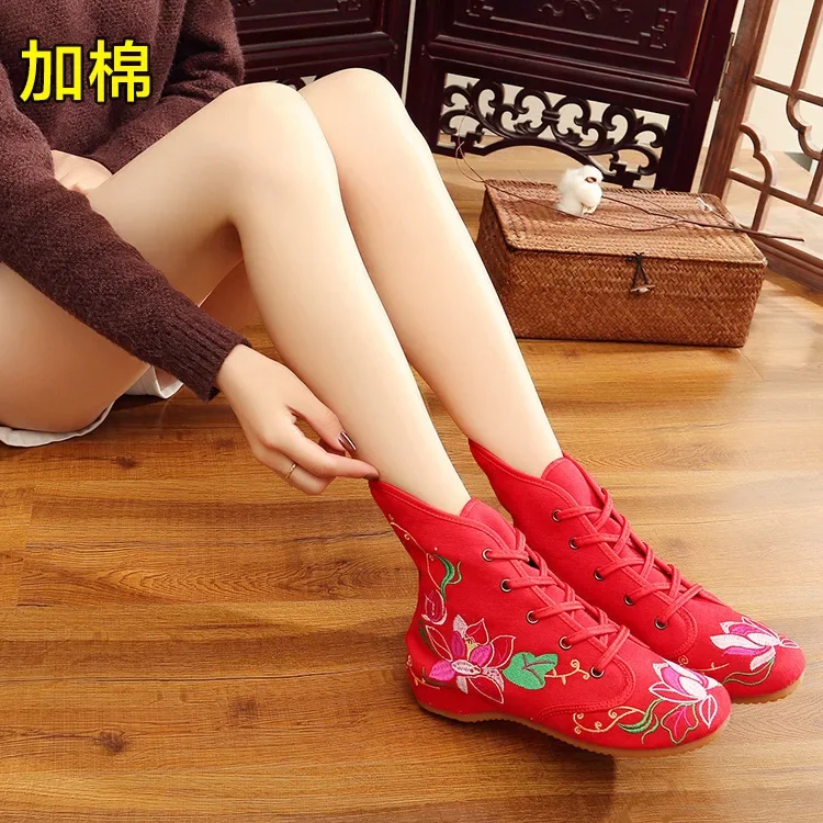 XIHAHA Fashion Embroidery Shoes Handmade Women's Embroidered Canvas Ballet Flats Ladies Comfortable Chinese Ballerinas Vegan