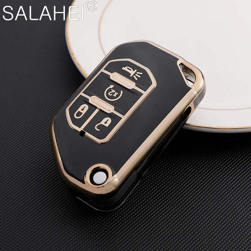 TPU Car Flip Remote Key Fob Case Cover Protector Holder Shell For Jeep Wrangler JL JLU 2020 Keyless Keychain Accessories