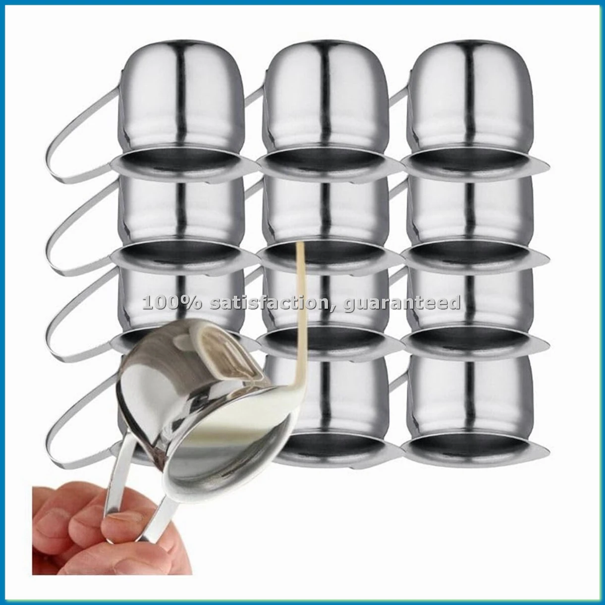 12PCS Stainless Steel Coffee Creamer, Espresso Pitcher 3Oz Metal Cream Pitcher, Creamer Cup Small Cream Pouring Pitcher-AT35