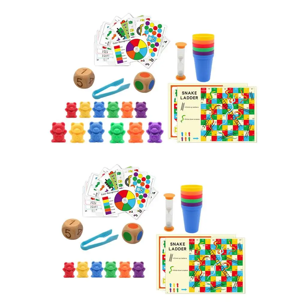 

Counting Bears with Matching Sorting Cups, 2 , Tweezers and Card for Toddler Games Early Childhood Education Playset